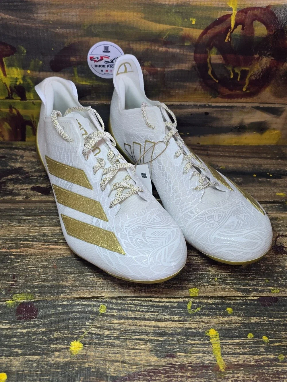adidas Adizero Electric JH6254 Football Cleats White Gold 3M Reflective sz 11